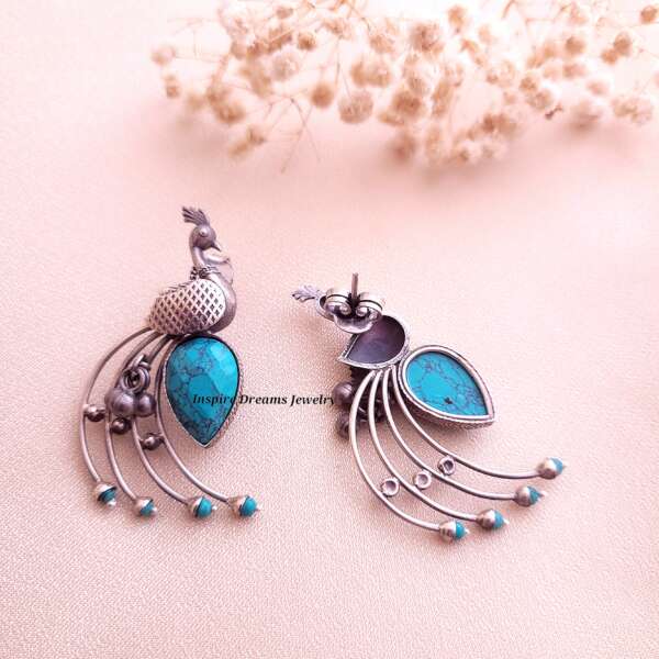 PEACOCK TURQUOISE EARRING. - Image 2