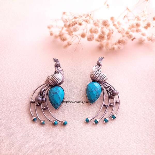 PEACOCK TURQUOISE EARRING.