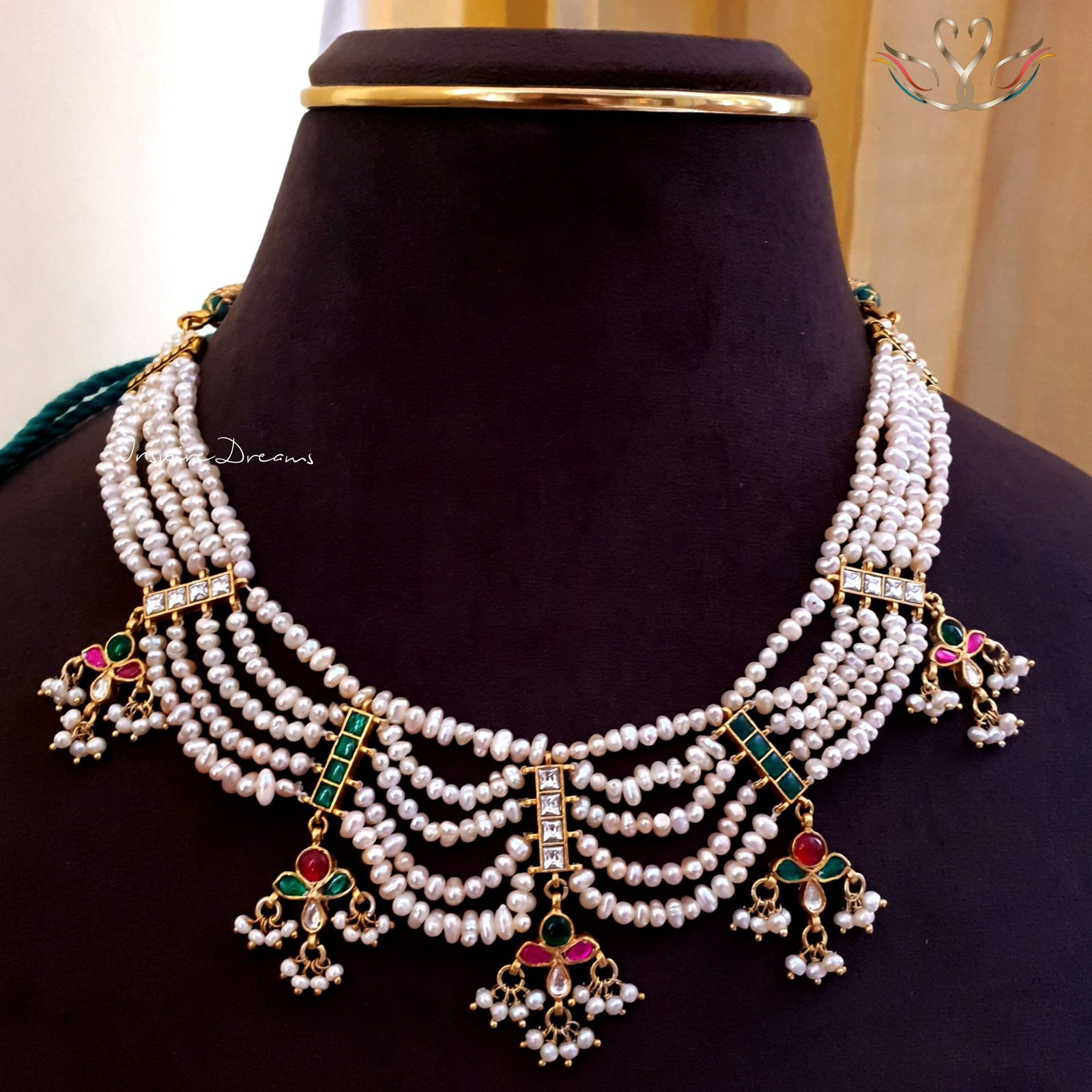 PEARL WITH KUNDAN LAYERD CHOKER NECKLACE. - Image 3
