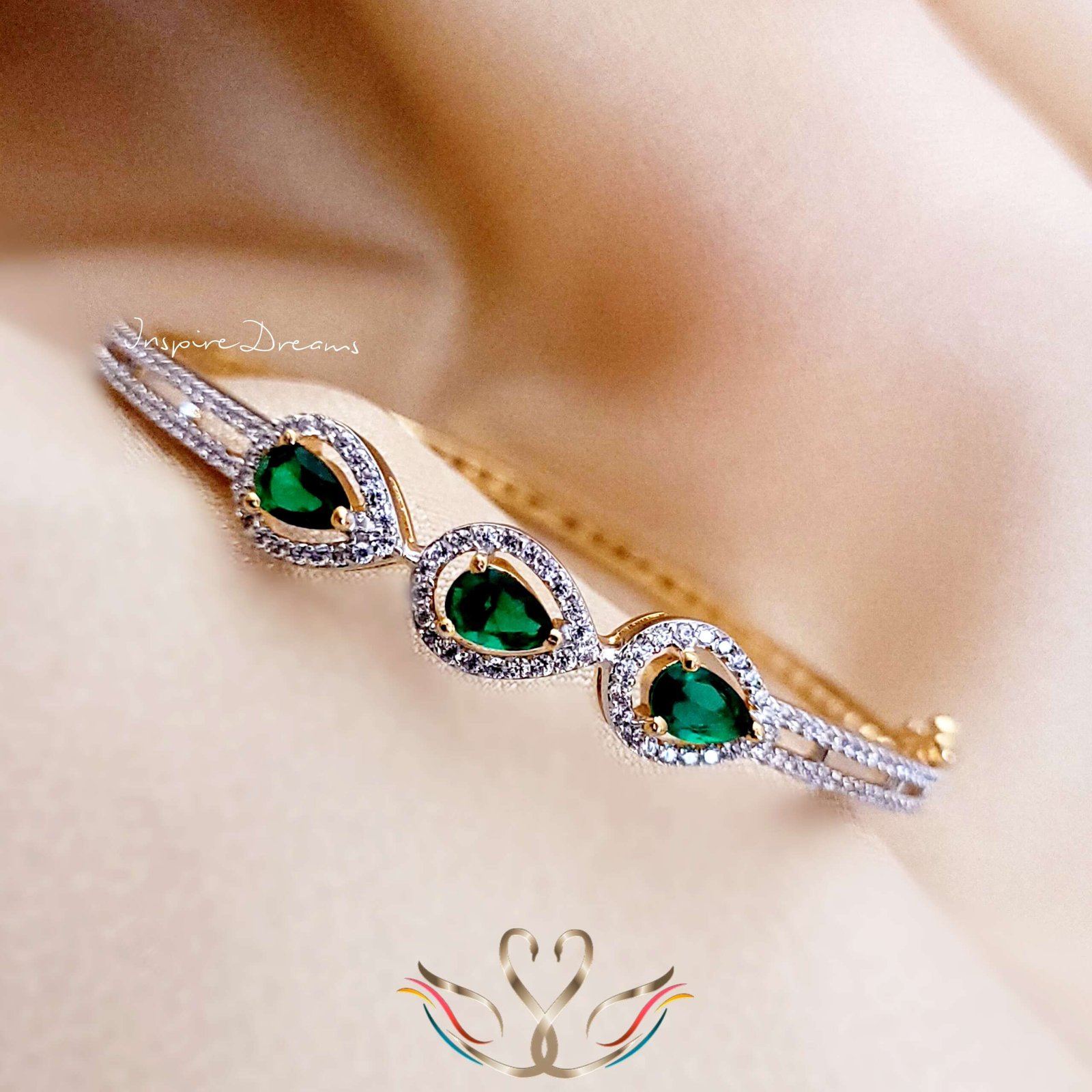 Gold Plated Teardrop Cz Bracelet