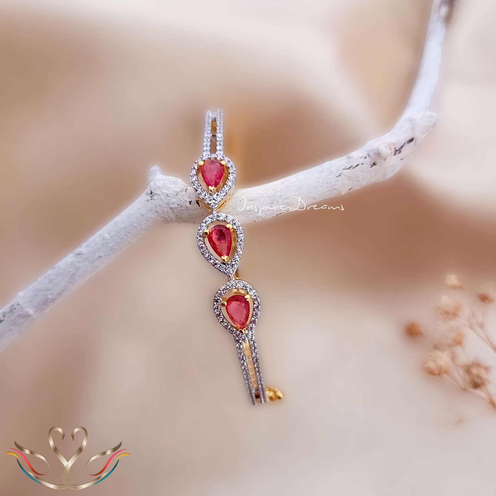 Gold Plated Teardrop Cz Bracelet