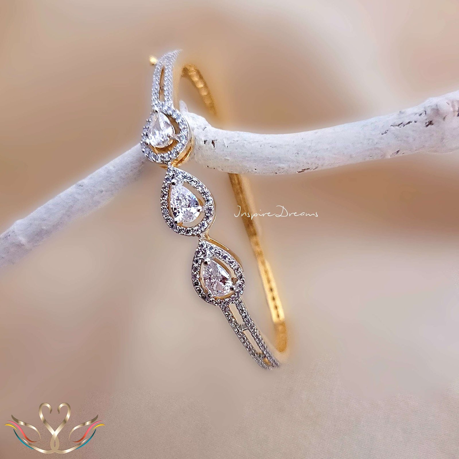 Gold Plated Teardrop Cz Bracelet - Image 2