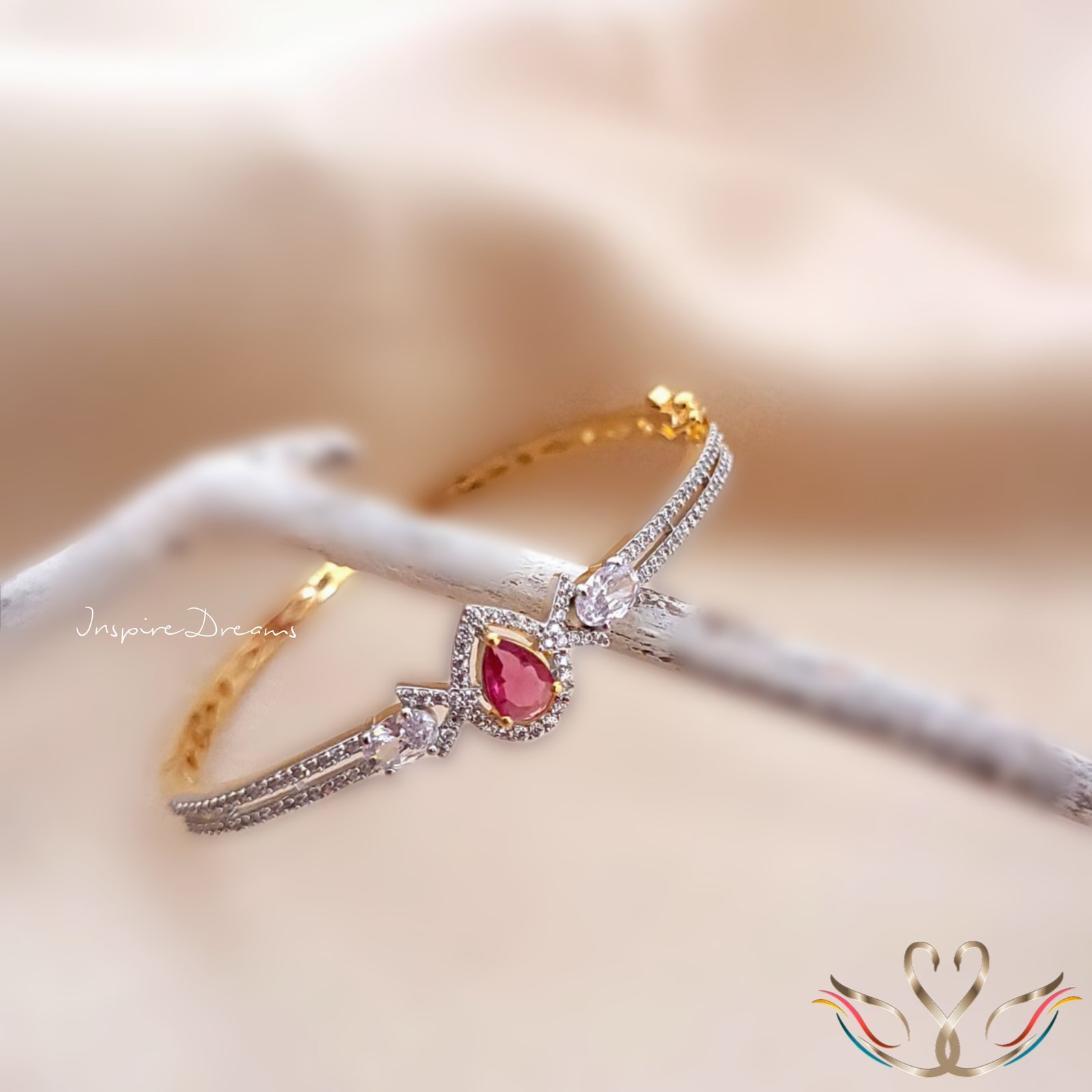 Gold Plated Cz Ruby Bracelet - Image 2