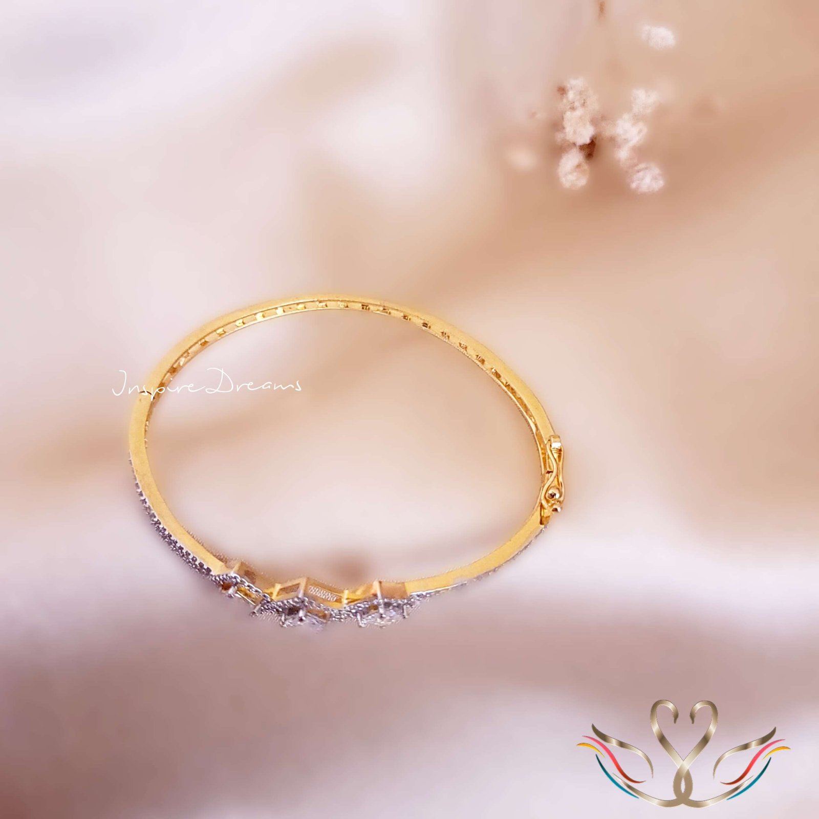 Gold Plated Scarlet Cz Square Bracelet - Image 4