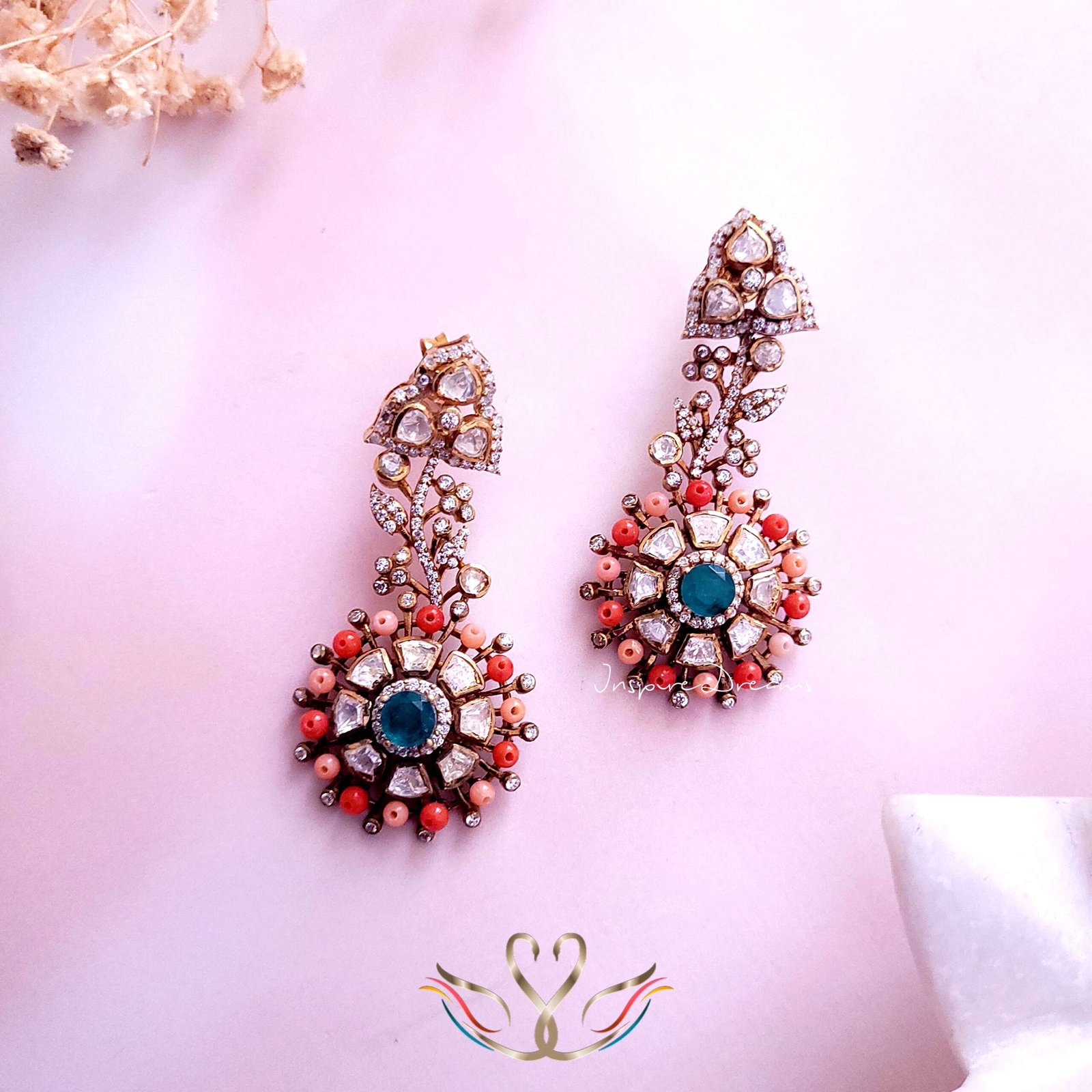 Victorian Silver Moissanite & CZ Earrings - Image 2