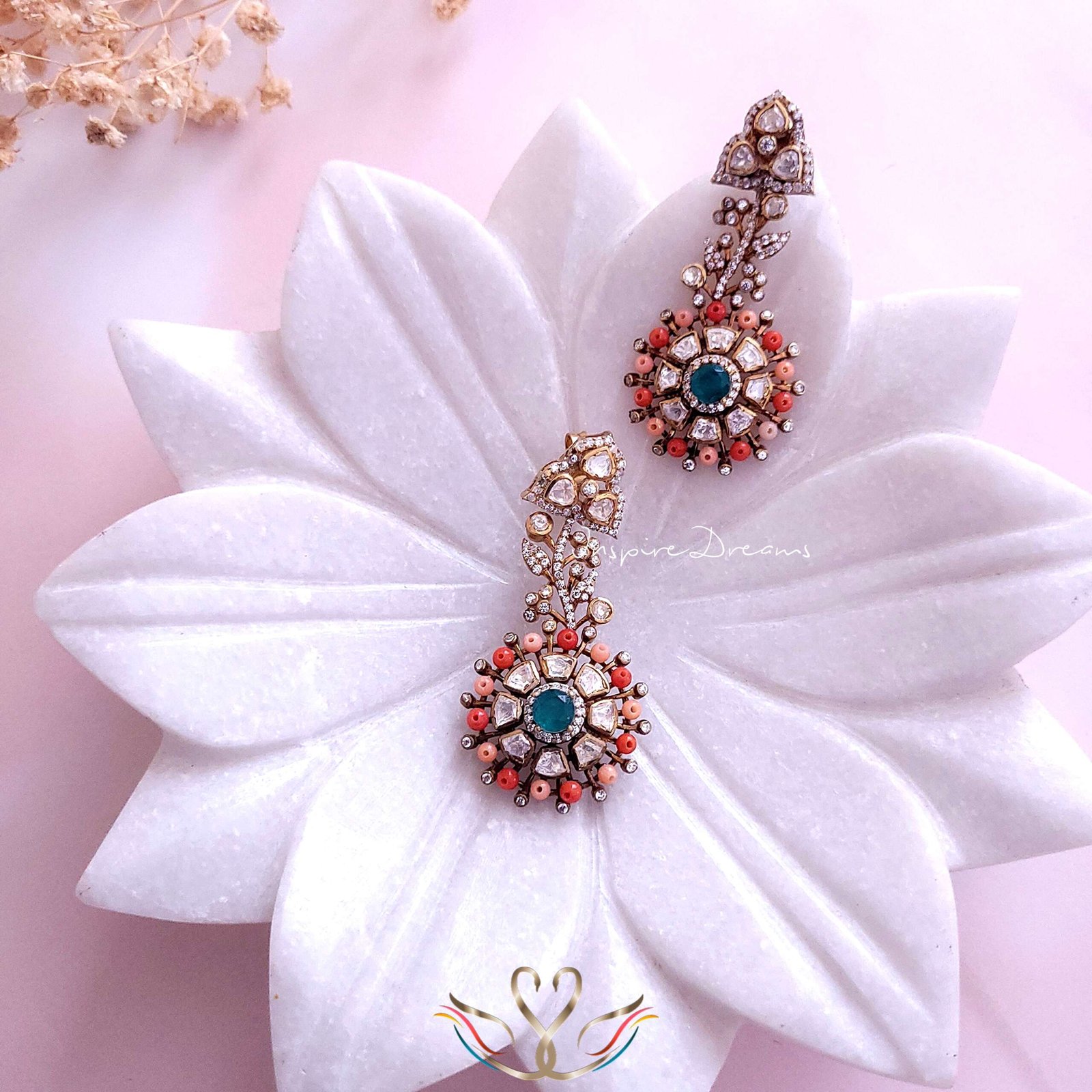 Victorian Silver Moissanite & CZ Earrings