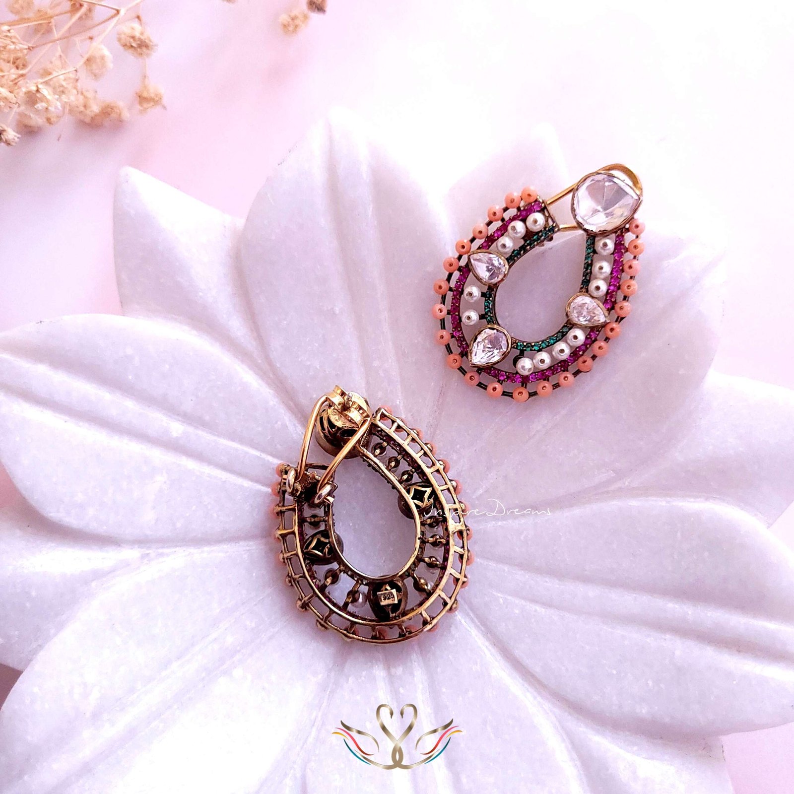 Victorian Silver Moissanite & Colorful CZ Earrings - Image 2