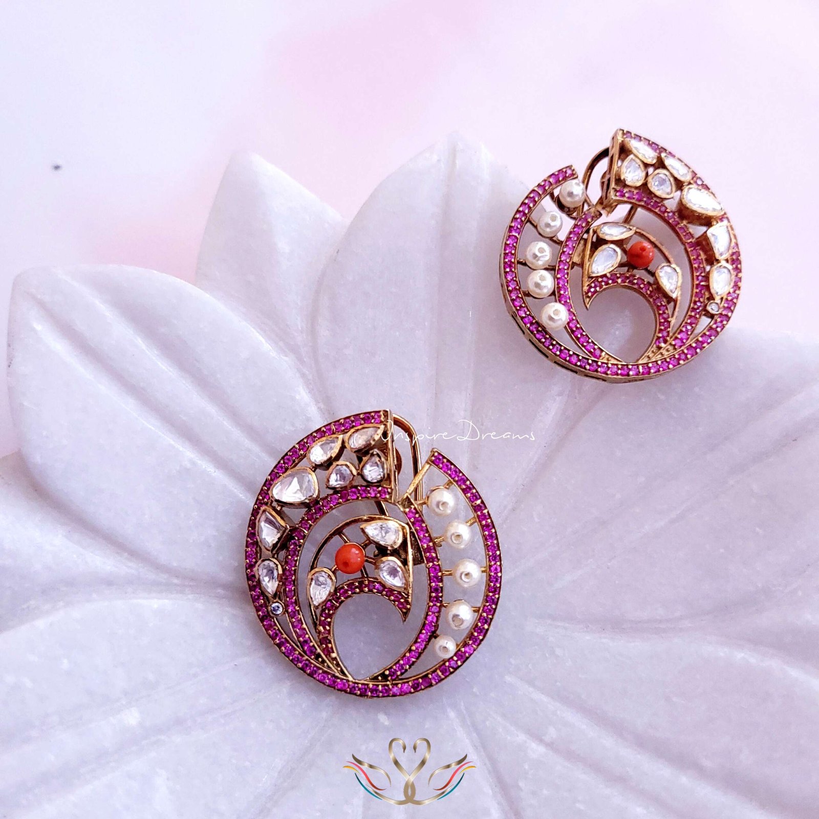 Oval Victorian Silver Moissanite Pearl Earrings - Image 4