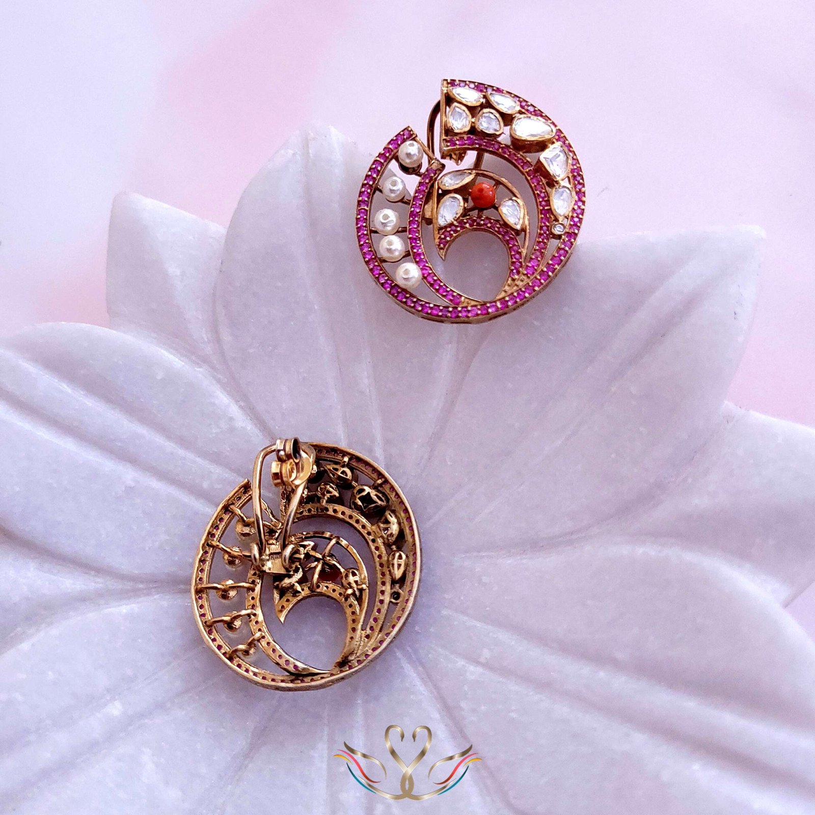 Oval Victorian Silver Moissanite Pearl Earrings - Image 6