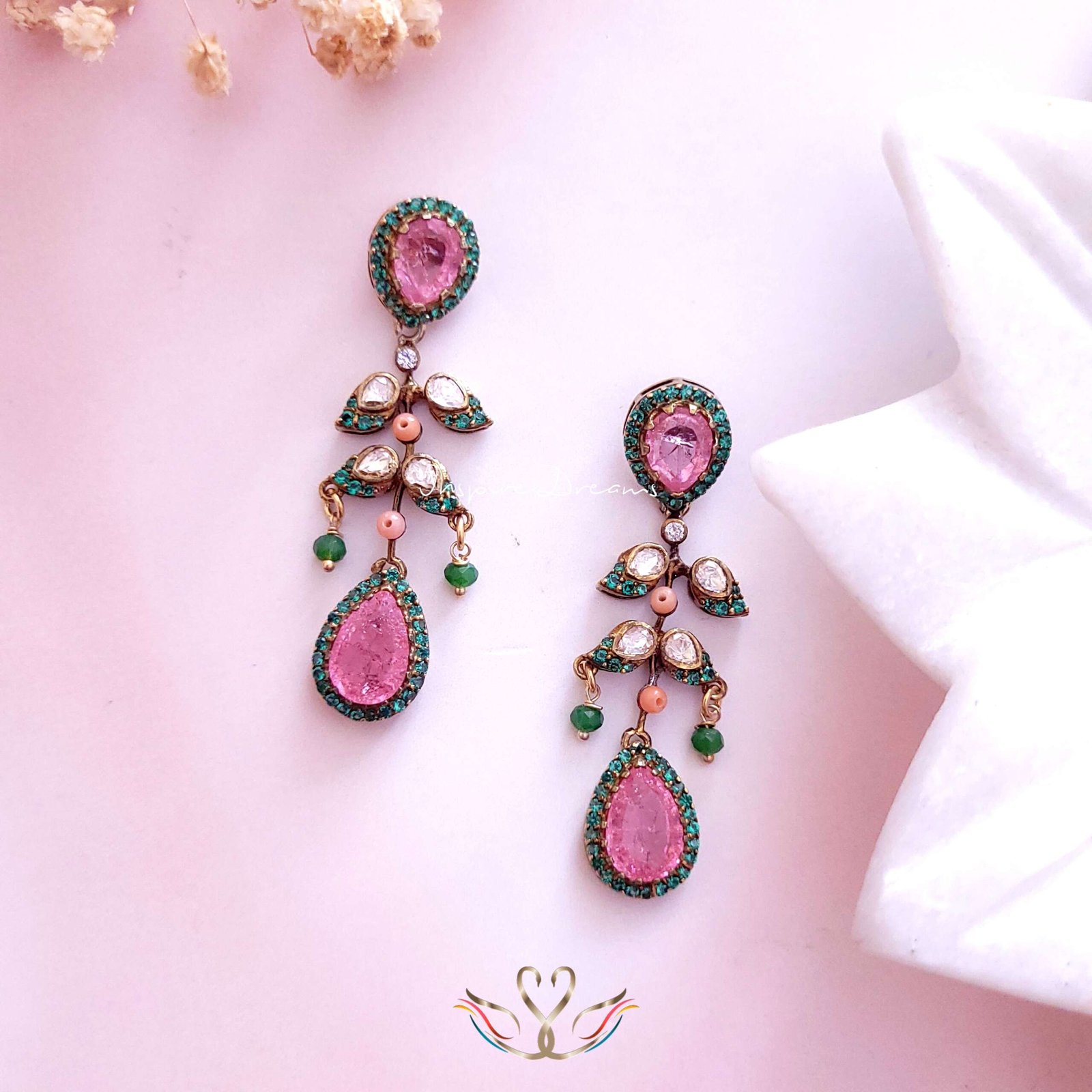 Victorian Silver Pink Tourmaline Earrings
