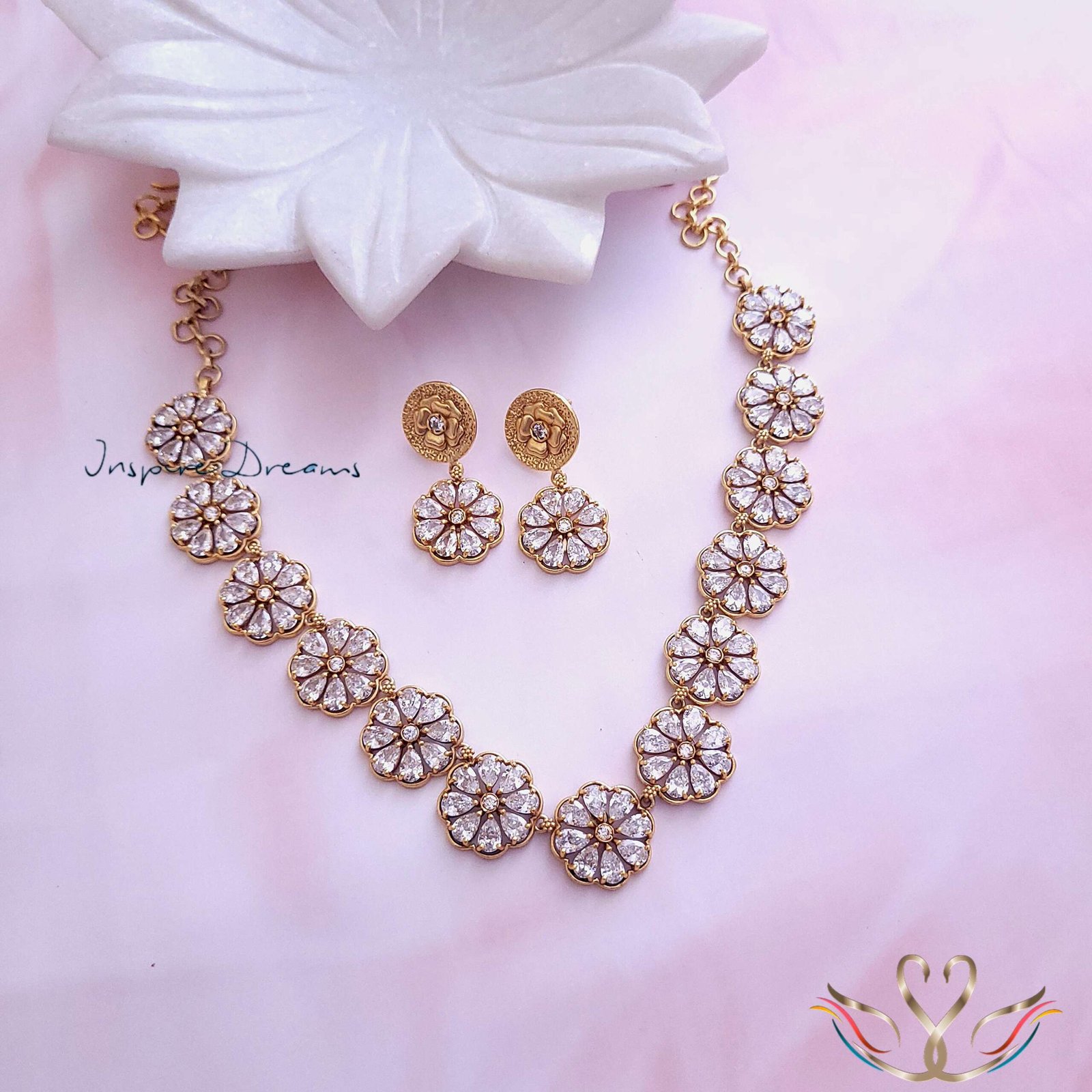 Gold Plated Zirconia Necklace Set