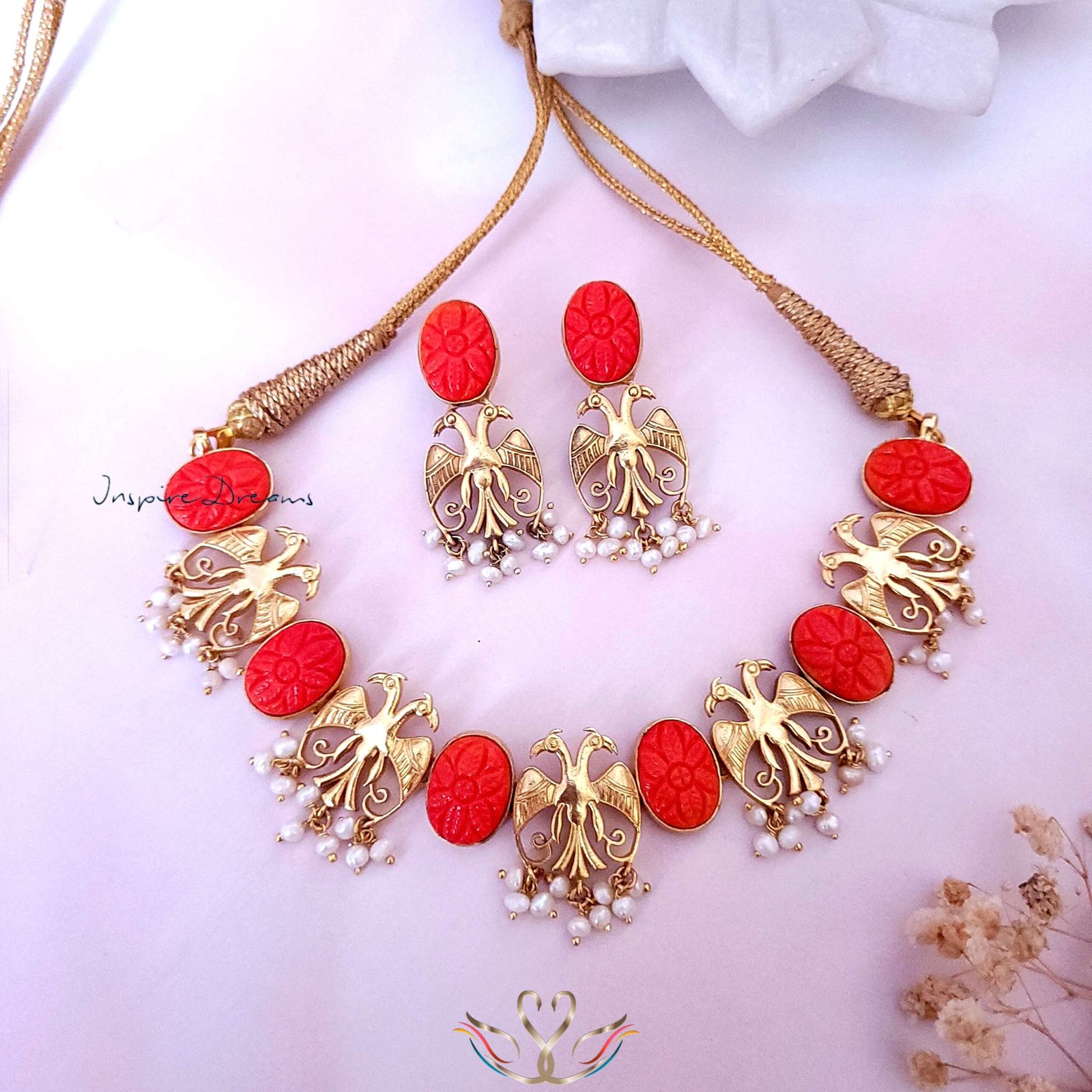 CORAL GENDABERUNDA NECKLACE SET
